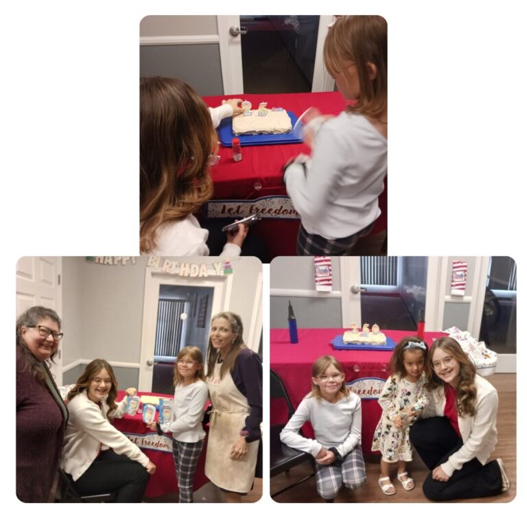 250th Anniversary of the Battle of Lexington and Concord a birthday table with Coronado Society Children of the American Revolution, April 19, 2025